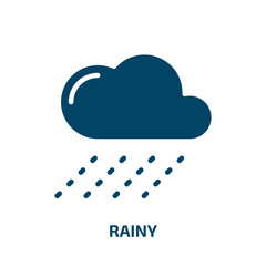 rainy icon from weather collection. Filled rainy, cloud, wind glyph icons isolated on white background. Black vector rainy sign, symbol for web design and mobile apps