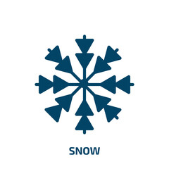 snow icon from weather collection. Filled snow, winter, cold glyph icons isolated on white background. Black vector snow sign, symbol for web design and mobile apps