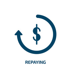 repaying icon from user interface collection. Filled repaying, arrow, repay glyph icons isolated on white background. Black vector repaying sign, symbol for web design and mobile apps