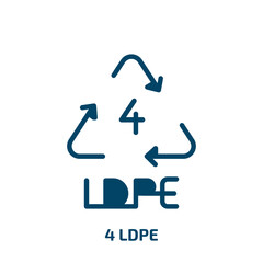 4 ldpe icon from user interface collection. Filled 4 ldpe, ldpe, recycling glyph icons isolated on white background. Black vector 4 ldpe sign, symbol for web design and mobile apps