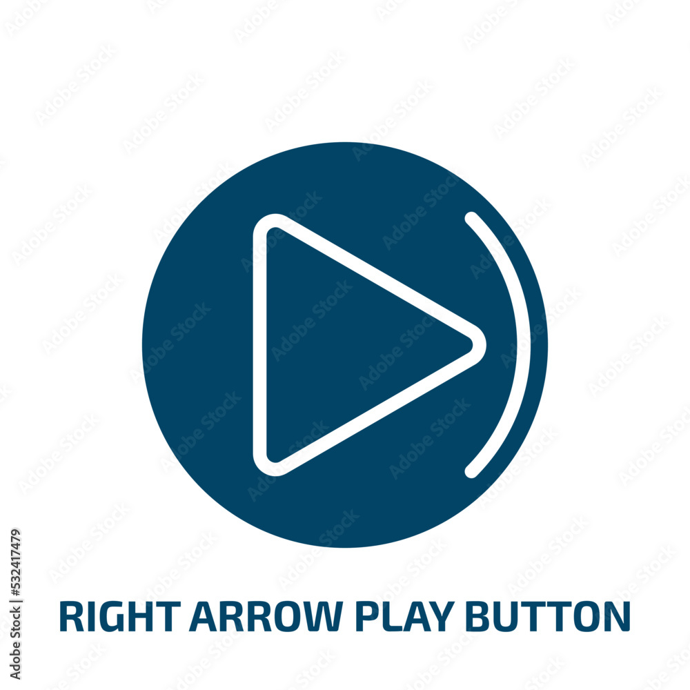 Poster right arrow play button icon from user interface collection. filled right arrow play button, play, a