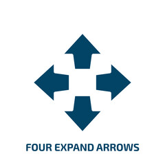 four expand arrows icon from user interface collection. Filled four expand arrows, arrows, arrow glyph icons isolated on white background. Black vector four expand arrows sign, symbol for web design