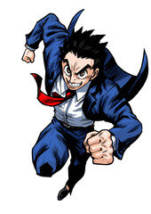 エネルギッシュにダッシュするビジネスマンのイラスト