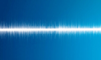 Panorama white background of digital sound wave on blue bright background, technology and...