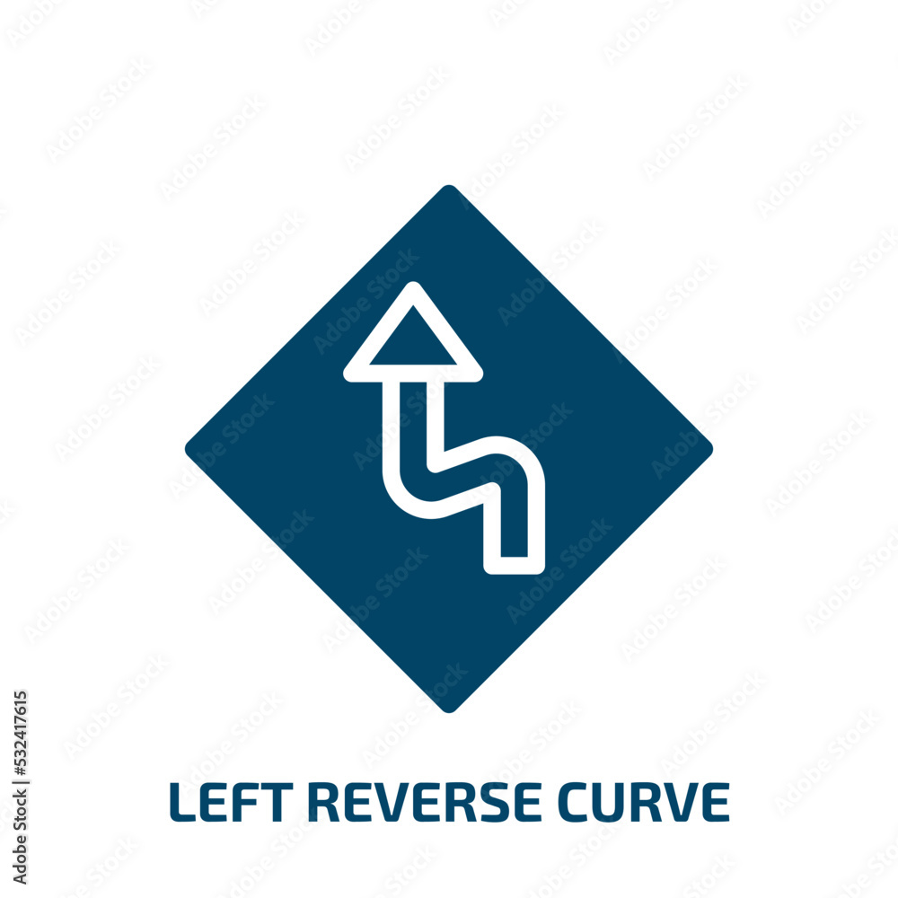Poster left reverse curve icon from user interface collection. filled left reverse curve, arrow, curve glyp