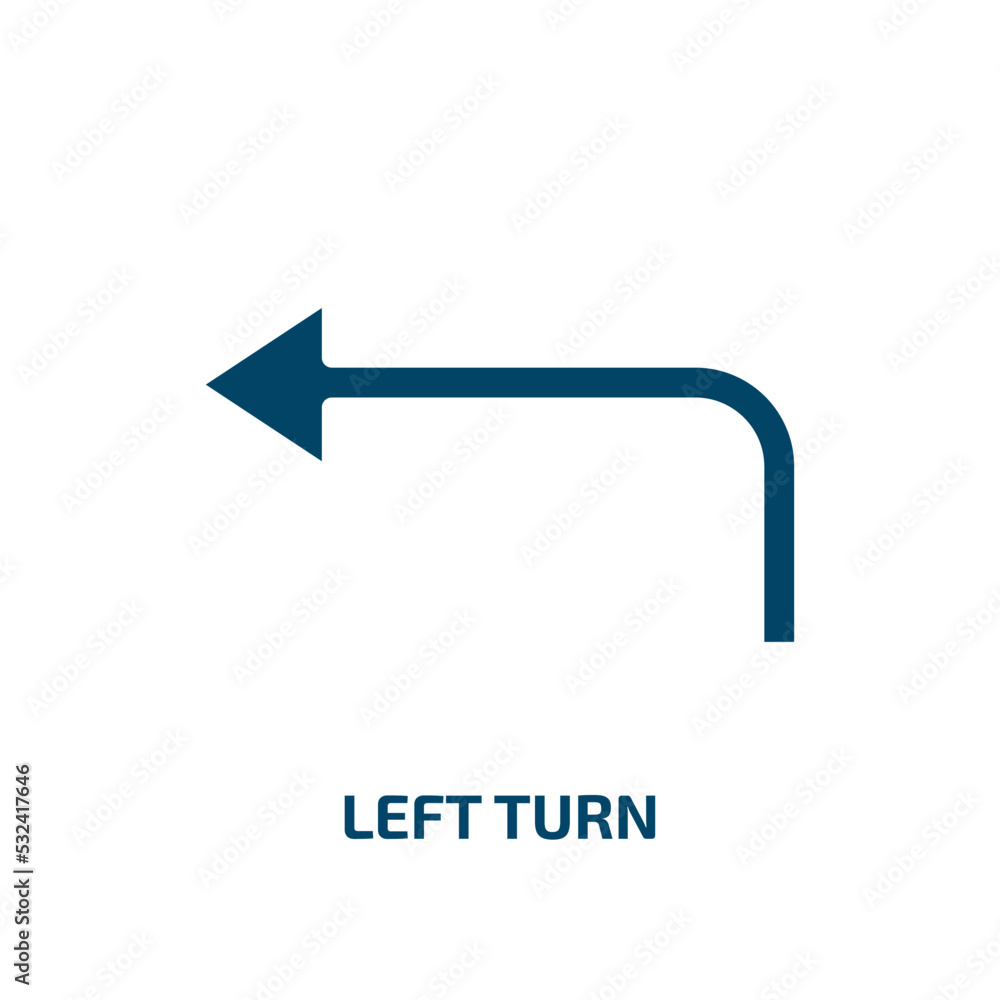 Poster left turn icon from user interface collection. filled left turn, arrow, direction glyph icons isolat