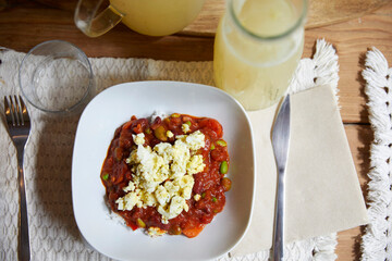 Vegetarian lunch seen from above