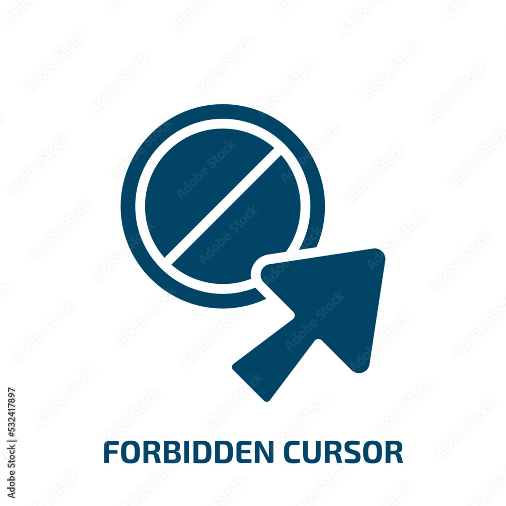 Poster forbidden cursor icon from user interface collection. filled forbidden cursor, arrow, mouse glyph ic