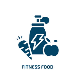 fitness food icon from gym and fitness collection. Filled fitness food, food, apple glyph icons isolated on white background. Black vector fitness food sign, symbol for web design and mobile apps