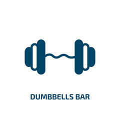 dumbbells bar icon from gym and fitness collection. Filled dumbbells bar, bar, strength glyph icons isolated on white background. Black vector dumbbells bar sign, symbol for web design and mobile apps