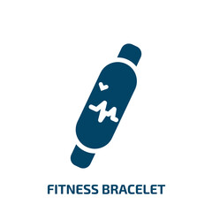 fitness bracelet icon from gym and fitness collection. Filled fitness bracelet, fitness, device glyph icons isolated on white background. Black vector fitness bracelet sign, symbol for web design and