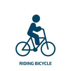 Obraz premium riding bicycle icon from gym and fitness collection. Filled riding bicycle, bicycle, cycle glyph icons isolated on white background. Black vector riding bicycle sign, symbol for web design and mobile