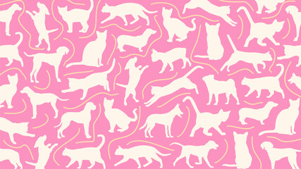 pink cat and dog pattern