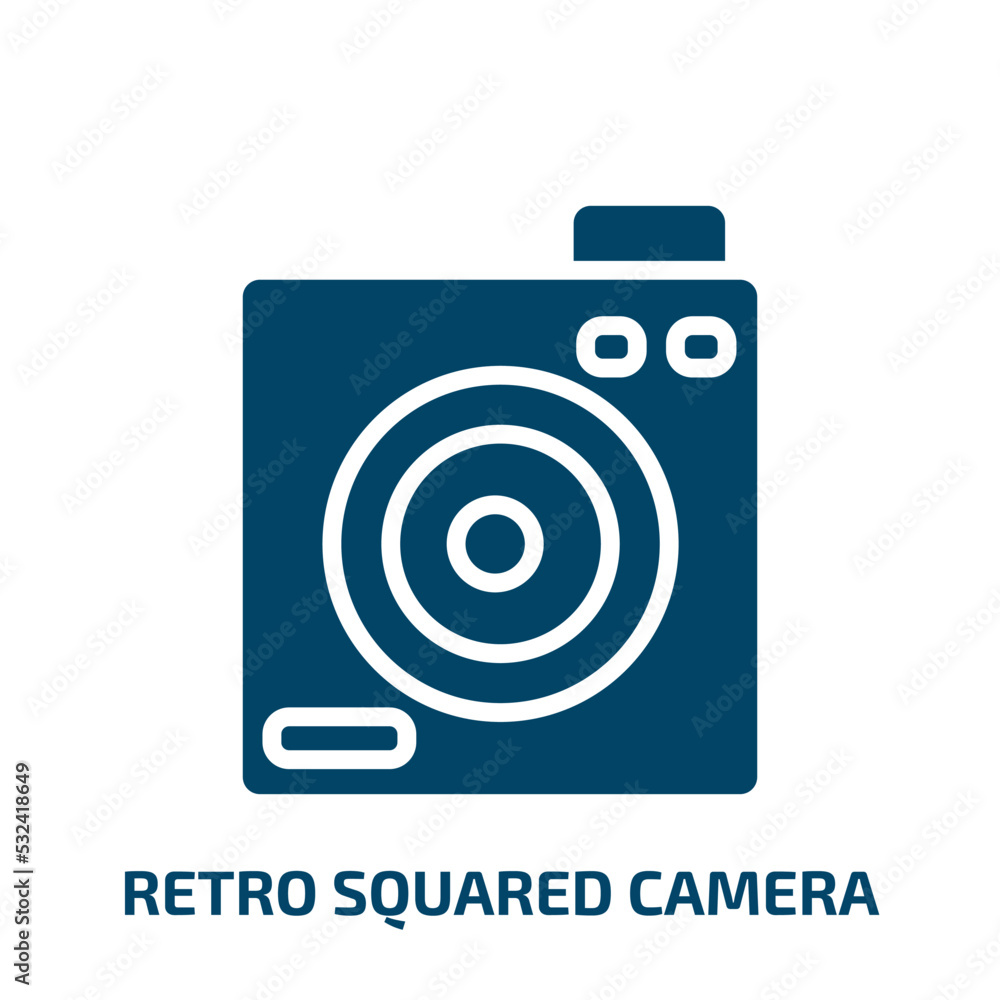 Aufkleber retro squared camera icon from technology collection. filled retro squared camera, camera, retro gly
