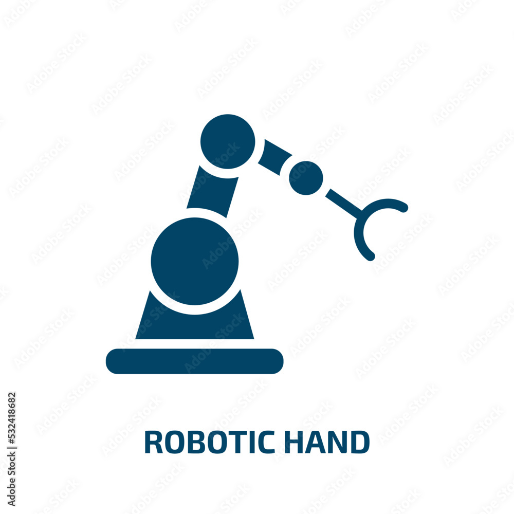 Poster robotic hand icon from technology collection. filled robotic hand, robotic, robot glyph icons isolat