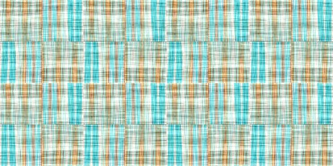  Teal rustic coastal beach house border check fabric tile. Seamless sailor flannel edging trim textile. Gingham blur rustic banner ribbon endless tape.