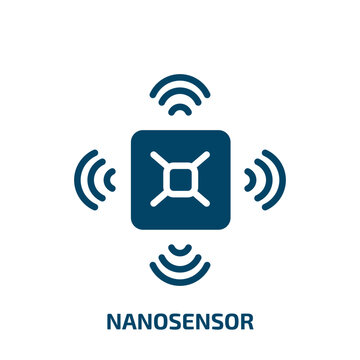 nanosensor icon from technology collection. Filled nanosensor, body, research glyph icons isolated on white background. Black vector nanosensor sign, symbol for web design and mobile apps