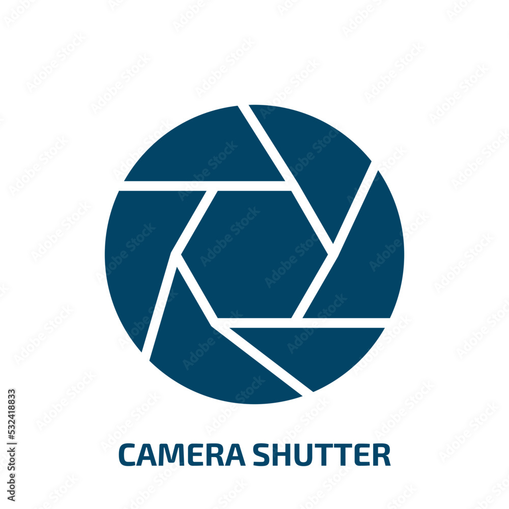 Poster camera shutter icon from technology collection. filled camera shutter, shutter, lens glyph icons iso