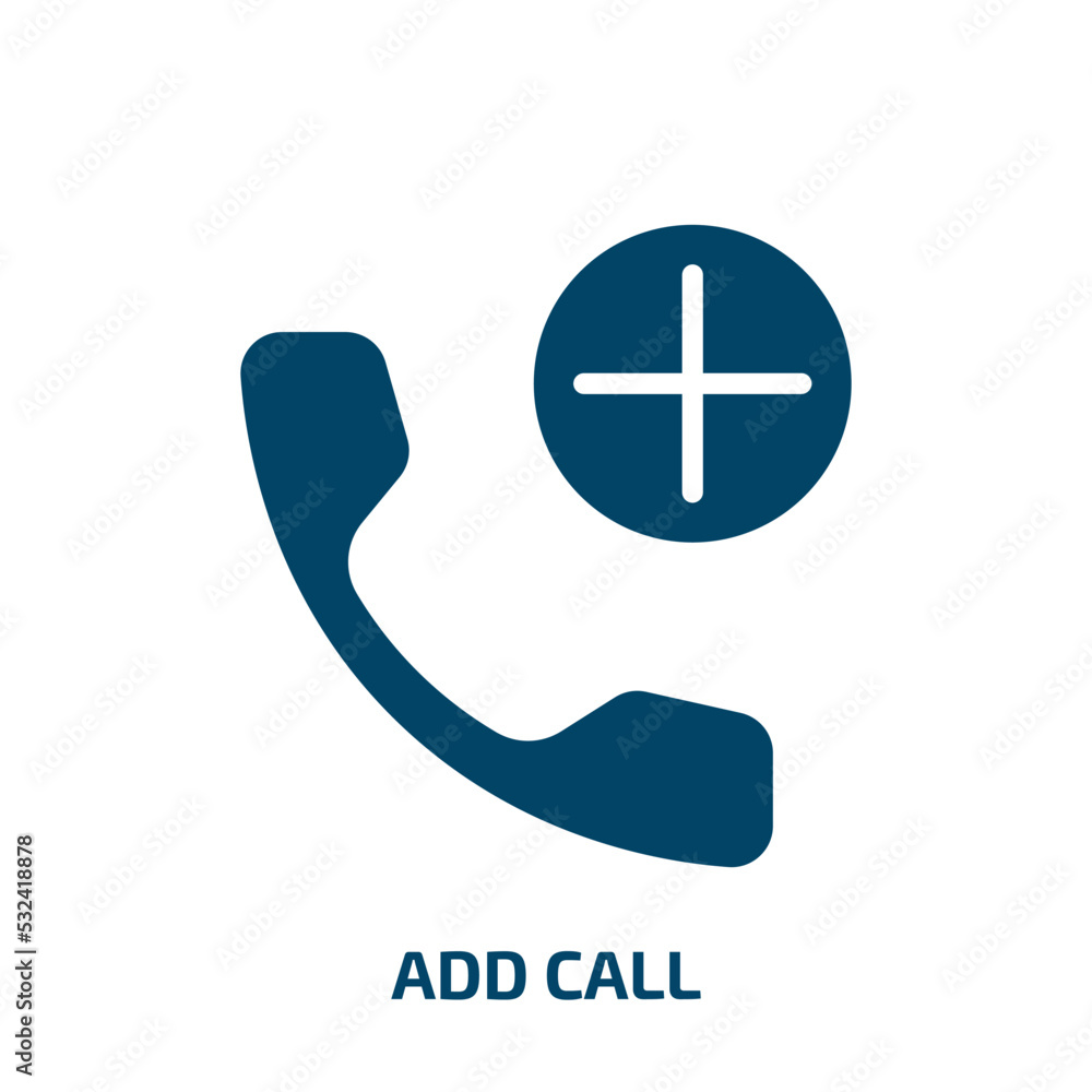 Poster add call icon from technology collection. filled add call, add, call glyph icons isolated on white b