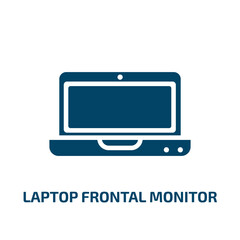 laptop frontal monitor icon from technology collection. Filled laptop frontal monitor, screen, laptop glyph icons isolated on white background. Black vector laptop frontal monitor sign, symbol for web