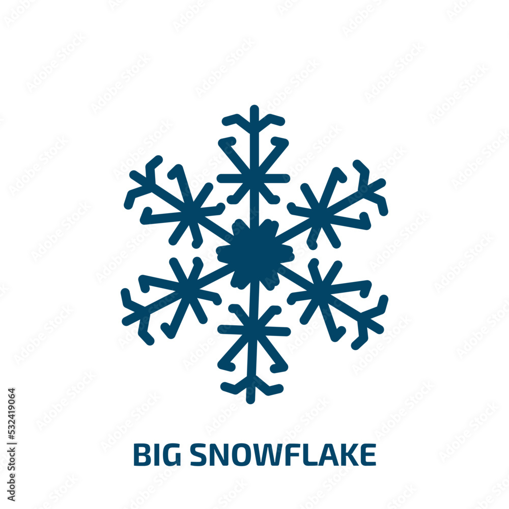 Poster big snowflake icon from nature collection. filled big snowflake, snowflake, snow glyph icons isolate