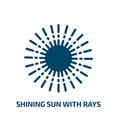 shining sun with rays icon from nature collection. Filled shining sun with rays, sun, summer glyph icons isolated on white background. Black vector shining sun with rays sign, symbol for web design