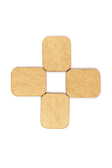 Workflow flowchart of business management concept, flow chart, diagram action plan processing with wooden plates on white background.