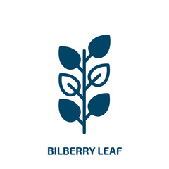 bilberry leaf icon from nature collection. Filled bilberry leaf, berry, blueberry glyph icons isolated on white background. Black vector bilberry leaf sign, symbol for web design and mobile apps