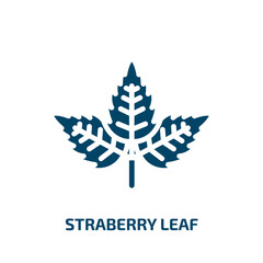 straberry leaf icon from nature collection. Filled straberry leaf, nature, fasciculate glyph icons isolated on white background. Black vector straberry leaf sign, symbol for web design and mobile apps