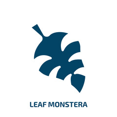 leaf monstera icon from nature collection. Filled leaf monstera, monstera, plant glyph icons isolated on white background. Black vector leaf monstera sign, symbol for web design and mobile apps