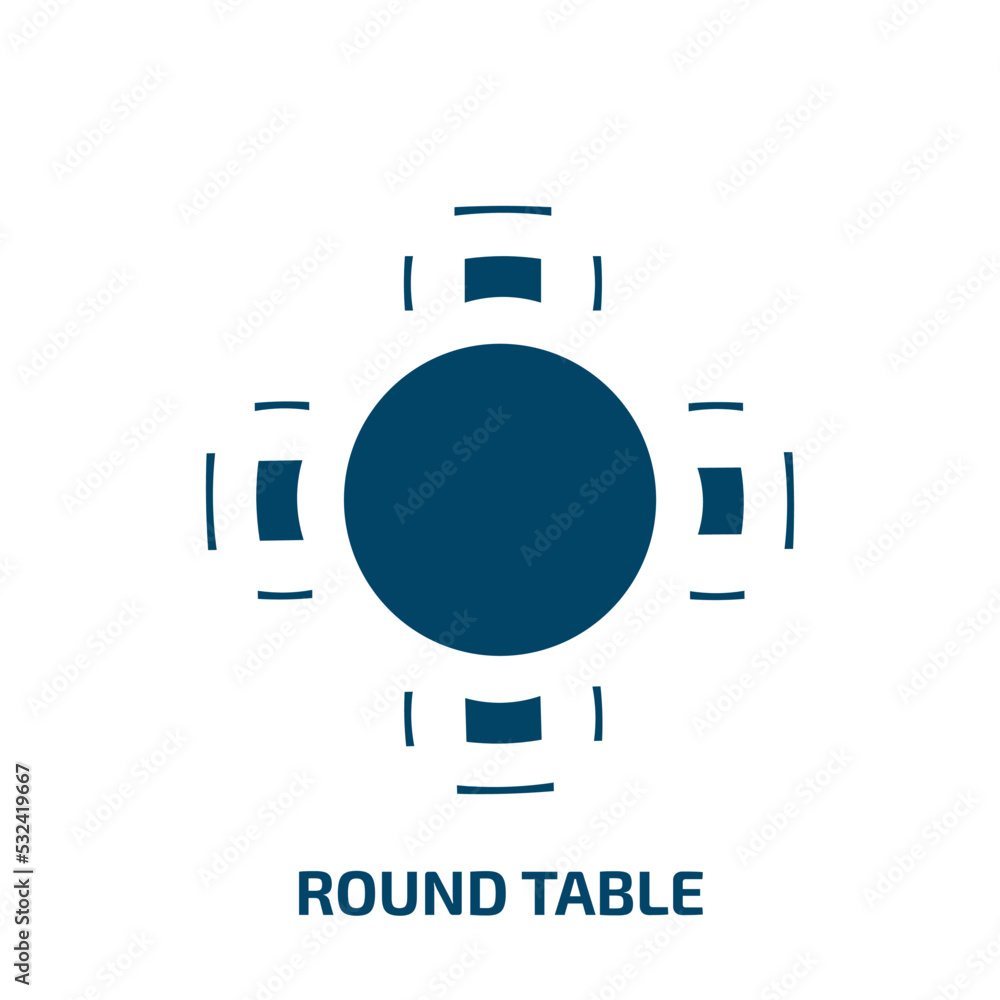 Poster round table icon from people collection. filled round table, table, round glyph icons isolated on wh