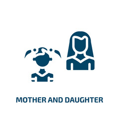 mother and daughter icon from people collection. Filled mother and daughter, love, parent glyph icons isolated on white background. Black vector mother and daughter sign, symbol for web design and