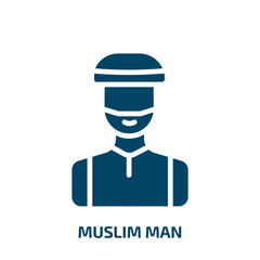muslim man icon from people collection. Filled muslim man, girl, muslim glyph icons isolated on white background. Black vector muslim man sign, symbol for web design and mobile apps