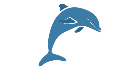 Dolphin logo. Isolated in blue color on a white background. Vector illustration