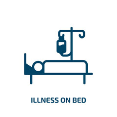 illness on bed icon from medical collection. Filled illness on bed, medical, patient glyph icons isolated on white background. Black vector illness on bed sign, symbol for web design and mobile apps