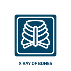 x ray of bones icon from medical collection. Filled x ray of bones, x-ray, health glyph icons isolated on white background. Black vector x ray of bones sign, symbol for web design and mobile apps