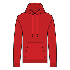 Red hoodie pictogram vector illustration.