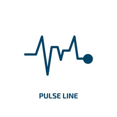 pulse line icon from medical collection. Filled pulse line, healthy, pulse glyph icons isolated on white background. Black vector pulse line sign, symbol for web design and mobile apps