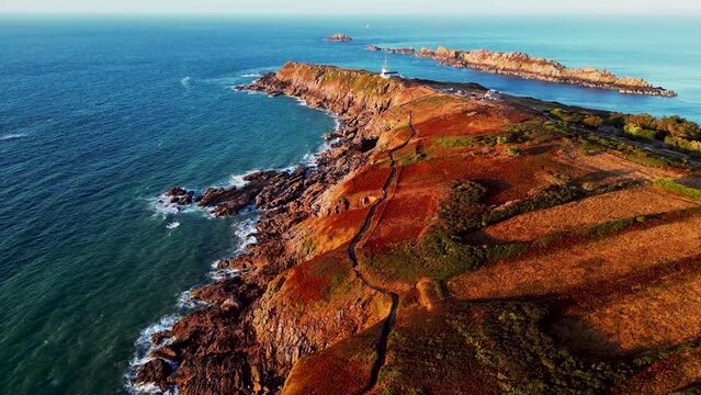 Pointe du Grouin en Bretagne - d&eacute;part Route du Rhum - Cancale Saint-Malo- vue a&eacute;rienne drone