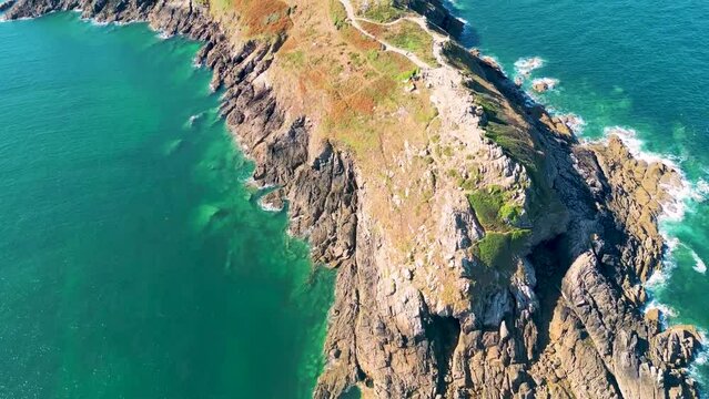 Pointe du Grouin en Bretagne - d&eacute;part Route du Rhum - Cancale Saint-Malo- vue a&eacute;rienne drone