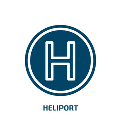 heliport icon from medical collection. Filled heliport, pad, hel glyph icons isolated on white background. Black vector heliport sign, symbol for web design and mobile apps