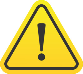 Yellow triangle warning sign icon isolated