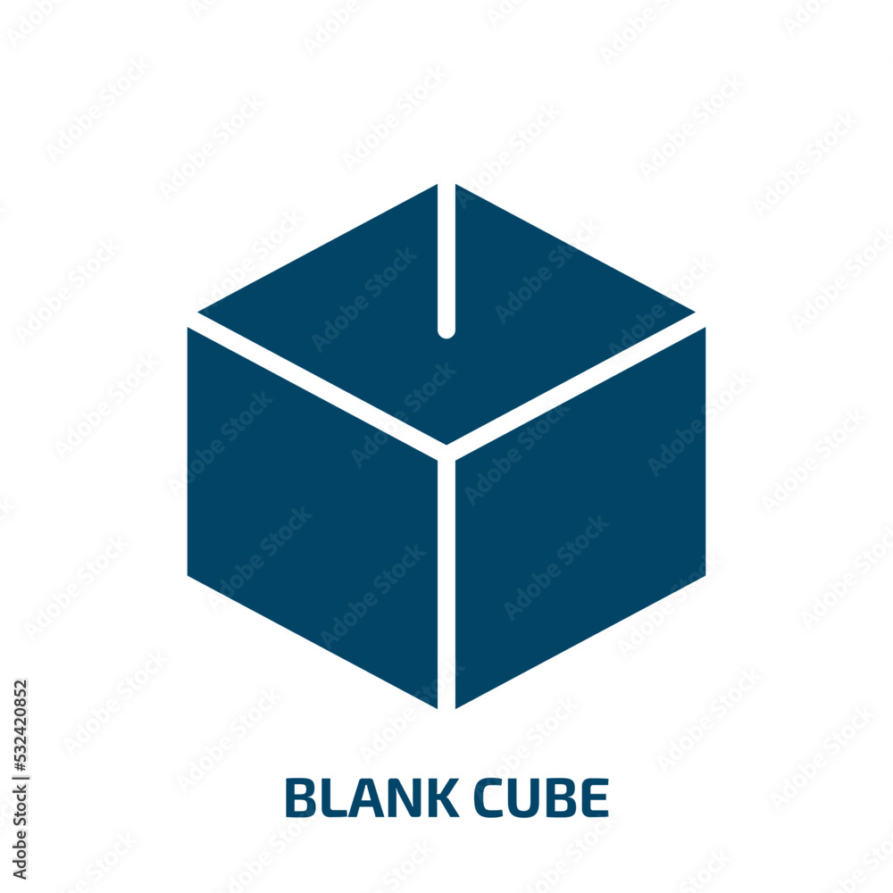 Poster blank cube icon from shapes collection. filled blank cube, blank, box glyph icons isolated on white 