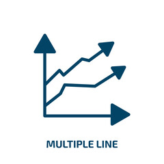 multiple line icon from shapes collection. Filled multiple line, business, multiple glyph icons isolated on white background. Black vector multiple line sign, symbol for web design and mobile apps