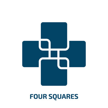 four squares icon from shapes collection. Filled four squares, square, template glyph icons isolated on white background. Black vector four squares sign, symbol for web design and mobile apps