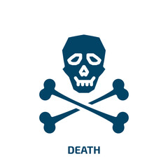 death icon from signs collection. Filled death, medical, danger glyph icons isolated on white background. Black vector death sign, symbol for web design and mobile apps