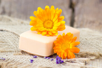 Natural handmade soap with calendula (pot marigold)