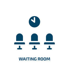 waiting room icon from signs collection. Filled waiting room, business, office glyph icons isolated on white background. Black vector waiting room sign, symbol for web design and mobile apps