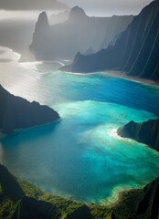 Fototapeta na wymiar Digital illustration of a Coast on Kauai island, Hawaii