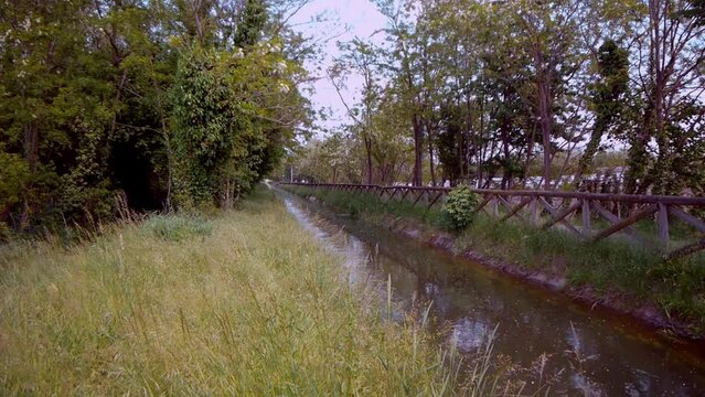 The Villoresi canal near Gessate, Lombardy (Italy)